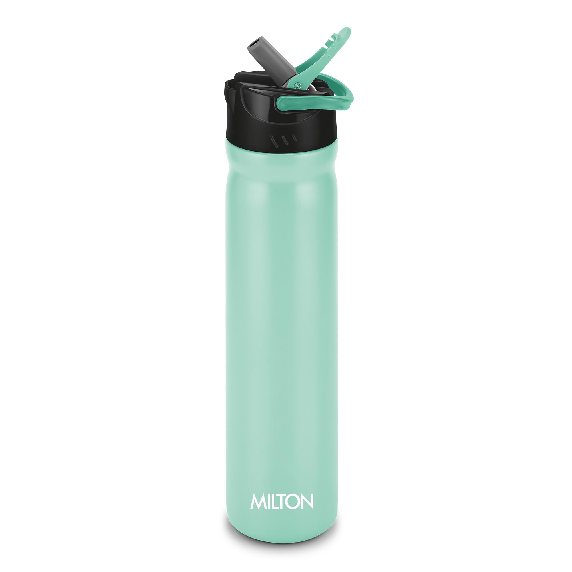 MILTON Max 800 Stainless Steel Sipper Water Bottle 700 ml, Single Walled, ISI Certified I Leak Proof Lid, Rust Proof I for School, Office, Gym I Aqua Green