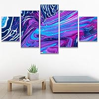SIGNWIN 5 Panel Canvas Wall Art Modern Art Abstract Fluids for Home Decorations Ready to Hang - 60