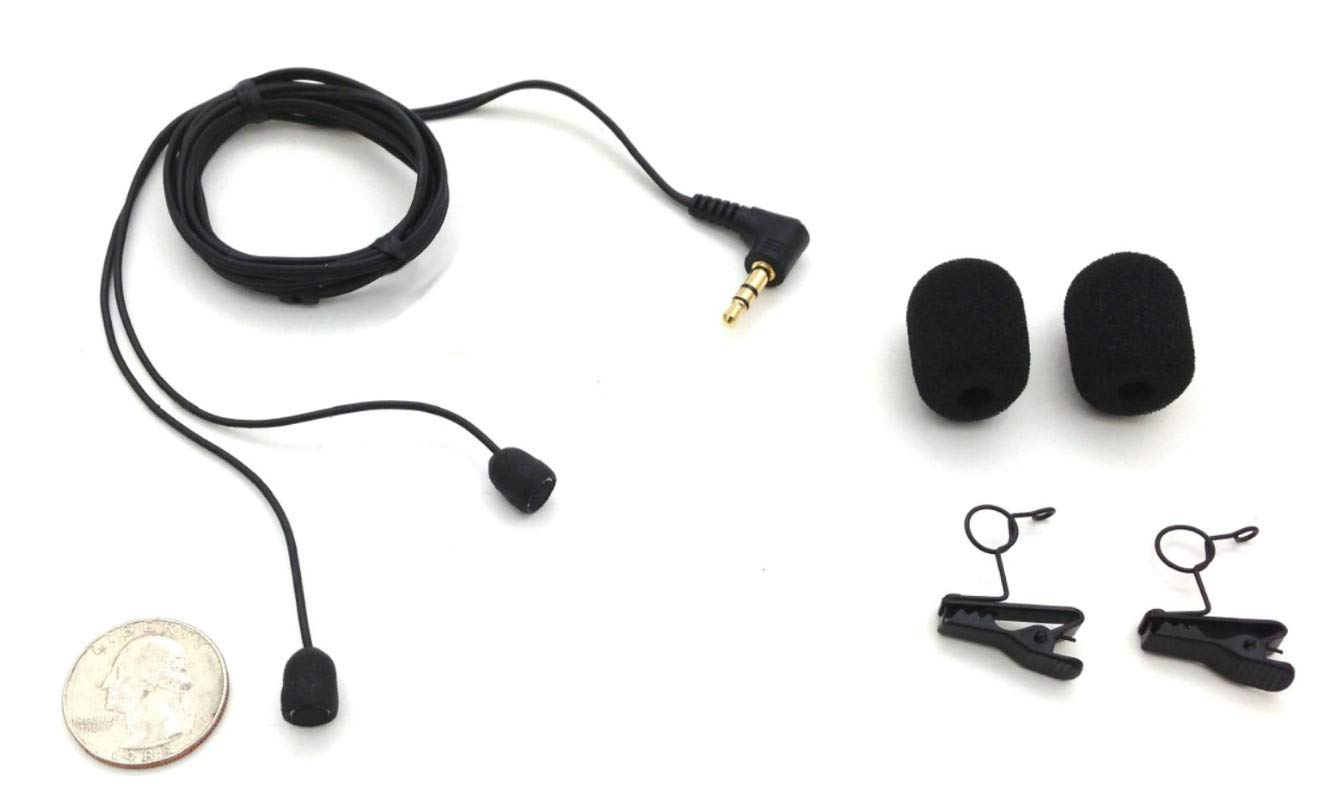 NEW! Miniature Binaural High Sensitivity Microphones with black cables and right-angle plug (removable clips and windscreens included) - Made in USA