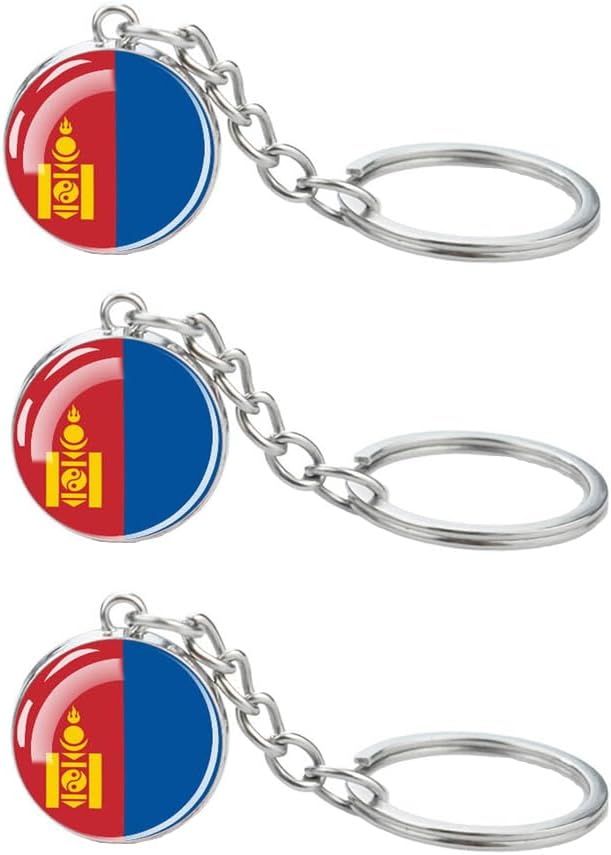 3 Pcs Mongolia Flag Key Chain,Cool Keychain for Car Keys, Stainless Steel Keyrings & Keychains,Used for Home Decoration, Jewelry Hanging Decorations.