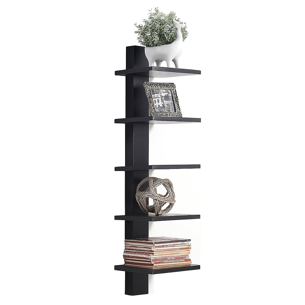 Proman Products - Mounted Spine Bookshelf, Wall Mounted Shelves, Spine Book Tower (Black)