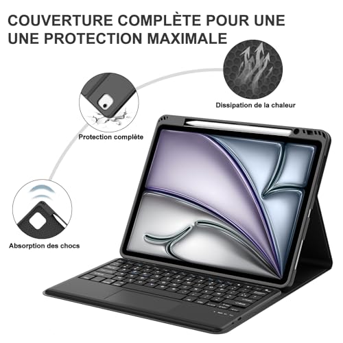 Plus de Souris Bloquée grâce au Pavé Tactile Intégré du Clavier iPad Air 13 Pouces M4 AZERTY Noir