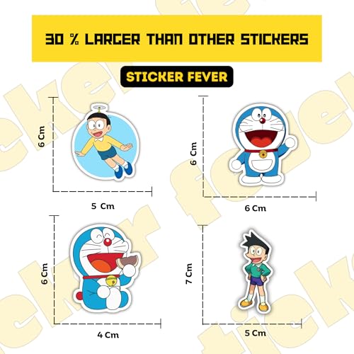 Image of 30 Cute Doraemon Laptop Stickers for Cartoon Lovers and Kids. (Doremon)