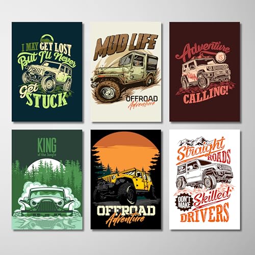 Image of Live Mad Live Crazy (LMLC) Off-Road Car Vertical Wall Paper Poster Pack - Set of 6, A4 Size, 9x12 inch Unframed Art Prints - Home, Bedroom, Living Room & Decor - Aesthetic, Matt Finish