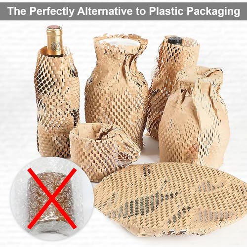 Image of Honeycomb Paper Bubble Wrap Roll 10 Meter x 15 Inch | Eco-Friendly Kraft Paper Cushioning Roll for Packing, Shipping & Moving | Recyclable Protective Wrapping Material for Gifts & Parcels (Pack of 1)