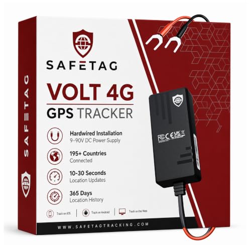 SafeTag Volt - Real Time GPS Tracker Device - Car, Van, Motorbike, Caravan, Motorhome, Tractor, Coach & Car Tracker - 9-90V, Self-Install Including SIM & Data, 7 Day Free Trial