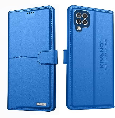 Image of KIVANO Compatible with Samsung Galaxy A22 4G / Samsung Galaxy F22 Flip Cover | Leather Finish | Inside Pockets & Inbuilt Stand | Shockproof Wallet Style Magnetic Closure Back Cover Case
