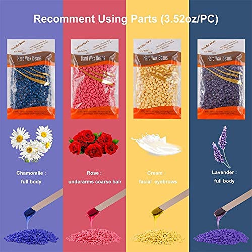 AI LI WEI Kit de cera para depilação de cera quente com 4 grãos de cera dura para biquíni, rosto de