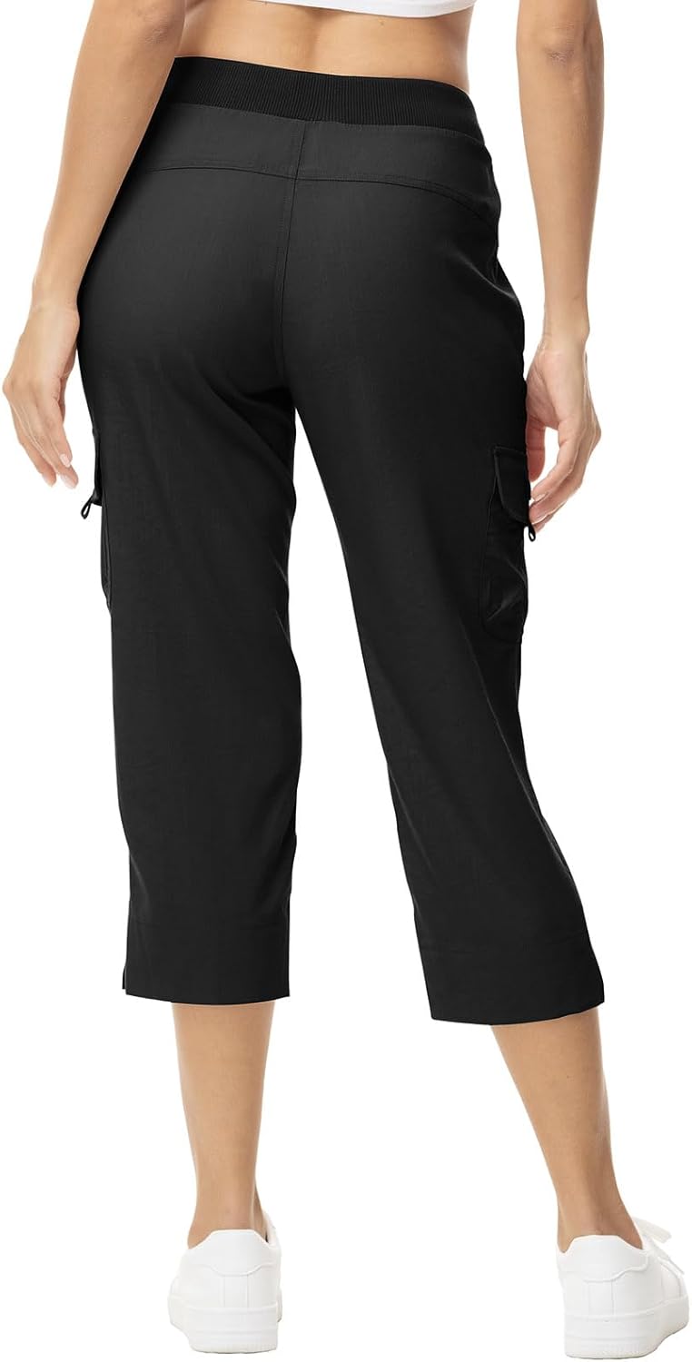 YSENTO Womens Cargo Capri Pants with 4 Pockets Summer Bottoms Lightweight Quick Dry Hiking Athletic Joggers