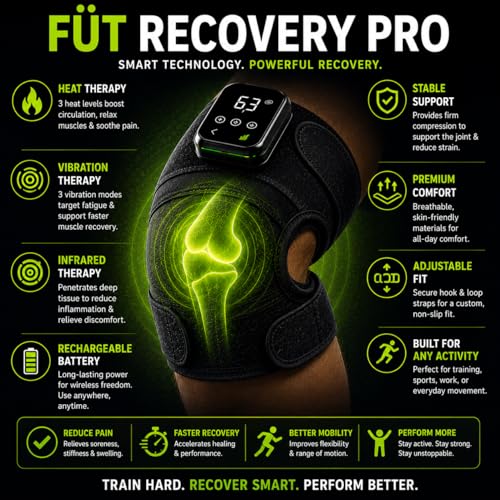Masajeador de rodillas con calor y vibración – Faja térmica inalámbrica para rodilla para recuperación, compresión y soporte muscular – Envoltura infrarroja para rodillas para entrenamientos, gimnasio, running y alivio diario miniatura 7