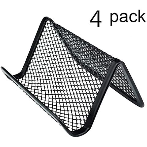 4 PCS Porta-tarjetas de Visita Malla de Metal Negro Cover