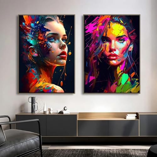Peinture sur toile moderne pour chambre à coucher au design coloré