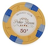 Claysmith Gaming Pack of 50 Monaco Club Poker Chips, Heavyweight 13.5-Gram Clay Composite (0.50...