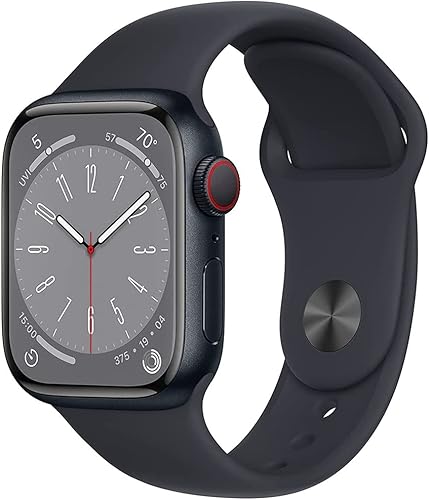 Apple Watch Series 8 (GPS + celular, 1.614in) - Caja de aluminio medianoche con correa deportiva de medianoche (renovada)