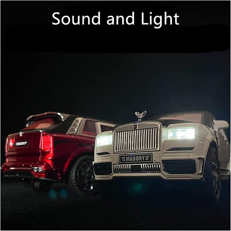 Image of Kids Model 1:32 RR Cullinan Masory Die Cast Metal Car Pull Back Action Opening Doors with Realistic Engine Sound Lights Toy Car Gift for Boys - Multi