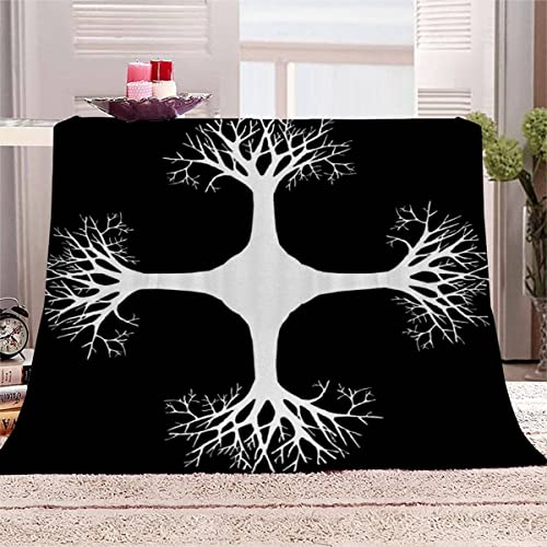 Ruiqieor Wikinger Kuscheldecken 150x200 cm,Decke mit Wikinger Tottem Rune Motiv, 3D-Digitaldruck Nordische Odin Warrior Schwert Axt,Weich Flanelldecke für Kinder Erwachsene（#11）