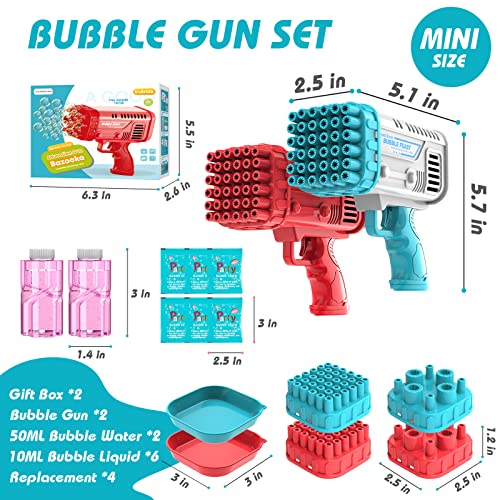 Euocenk 2-Pack Bubble Machine Gun, 36 Holes Bazooka Gun Toy Blaster For Toddlers 3+ & Kids, Bubbles Blower Toys With Solution Outdoor, Party, Birthday, Wedding, Easter (Red Blue) #TOP4