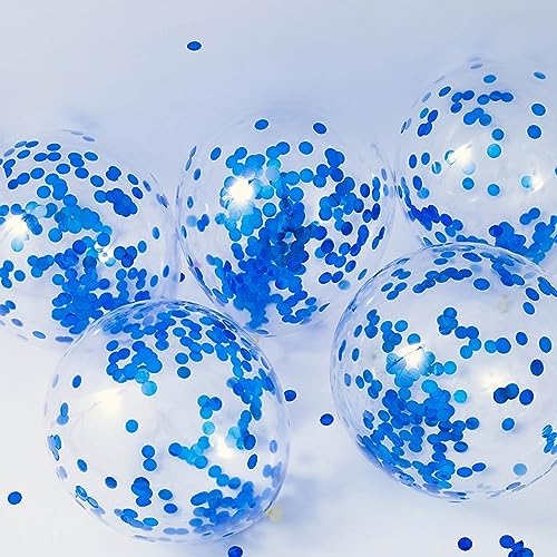 Image of Blue Confetti Balloons, 25 Pcs Thickened 12 Inch Clear Latex Balloon with Confetti Inside for Graduation Decorations Engagement Bridal Shower Party Baby Shower Birthday Party Decoration Supplies
