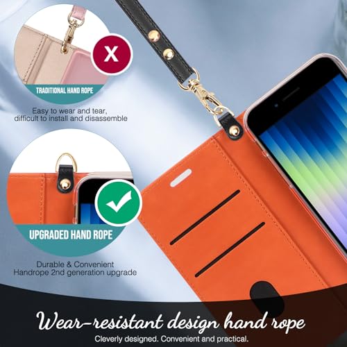 FYY Designed for iPhone SE Case 2022 (3rd Gen) / iPhone SE Case 2020 (2nd Gen) / iPhone 7 Case/iPhone 8 Case, Luxury PU Leather Wallet Phone Case with Card Holder Flip Kickstand Cover Black - Thumbnail 6