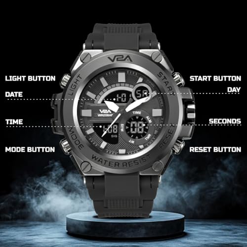 V2A Stryke 1706A Black Chronograph Sports Watch Black-Gray - Image 4