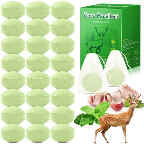 24 Pack Deer Repellent Peppermint Oil to Keep Deer Away from Plant, Powerful Deers Repellent for...