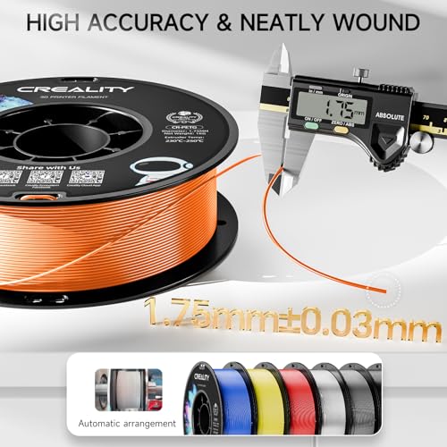 Image of CREALITY PETG Filament 1.75mm 3D Printer Filament, 1kg (2.2lb) Neatly Wound Spool, Dimensional Accuracy ±0.03mm, 2026 Batch, Fit for Ender, Bambu Lab, Anycubic,ELEGOO FDM Printers, Orange