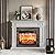 Naice 44" Electric Fireplace Mantel, Farmhouse TV Stand with Electric Fireplace Heater, Stacked Stone Surround and Remote Control 3D Realistic Flame, White Fireplace for Living Room Bedroom