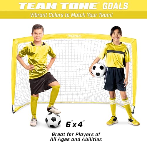 Image of GoSports Portable Soccer Goals for Kids - 13 Color Options - Choose 4 x 3 ft or 6 x 4 ft - Team Tone Pop Up Nets for Backyard