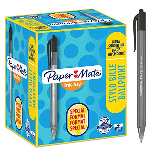 Paper Mate InkJoy 100RT Retractable Ballpoint Pens | Medium Point (1.0mm) | Black | 100 Count
