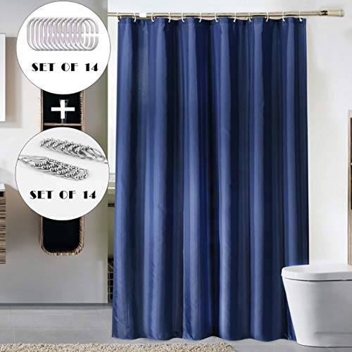 CDGroup Tejido Cortina de Ducha Liner Baño Decorativo Poliéster Impermeable Resistente al Moho Máquina Lavable 240x200cm con 14 Ganchos Plásticos Regalo de 14 Anillos de Acero Inoxidable