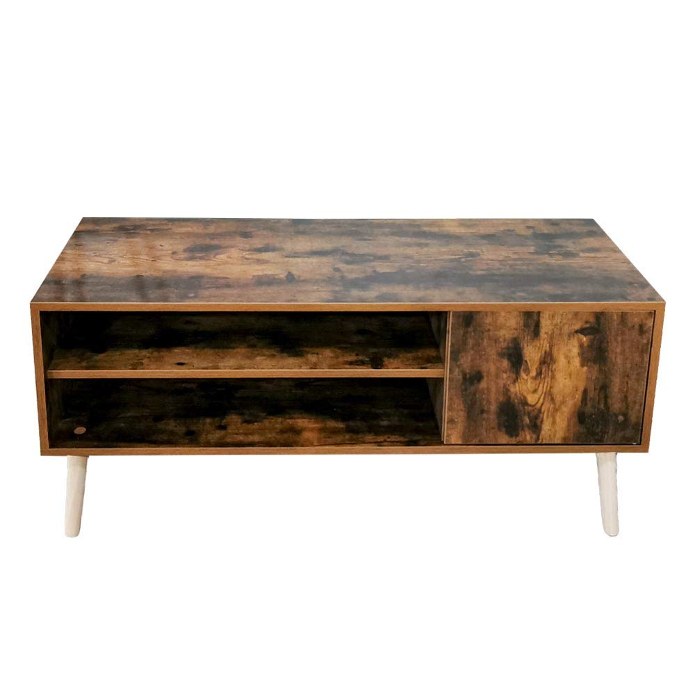 BAKAJI Mobile TV in Legno effetto anticato con 2 Ripiani Porta Console Videogiochi DVD Mobiletto basso Porta Televisore Design Moderno Industriale (110 x 40 x 50 cm)