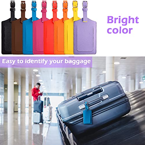 8 Pieces Pu Leather Luggage Bag Case Tags Pu Leather Name Id Labels Privacy Luggage Labels For Travel Bag Suitcase (Yellow, Pink, Blue, Brown, Purple, Watermelon Red, Orange, Black) #TOP4