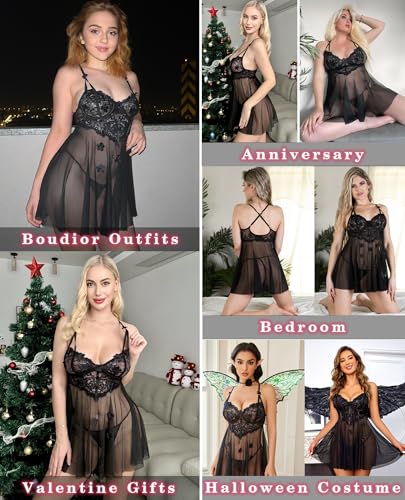 Avidlove Lace Lingerie for Woman Mesh Babydoll Lingeries Sexy Baby Doll Sleepwear Lace Chemise Boudoir Outfits S-XXL2