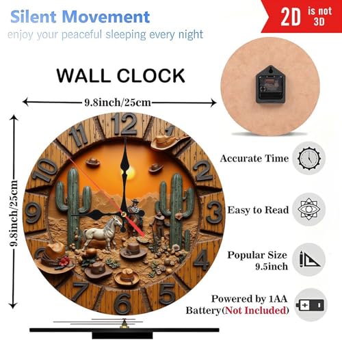 Reloj de pared de madera 10 pulgadas diseño cactus western miniatura 3
