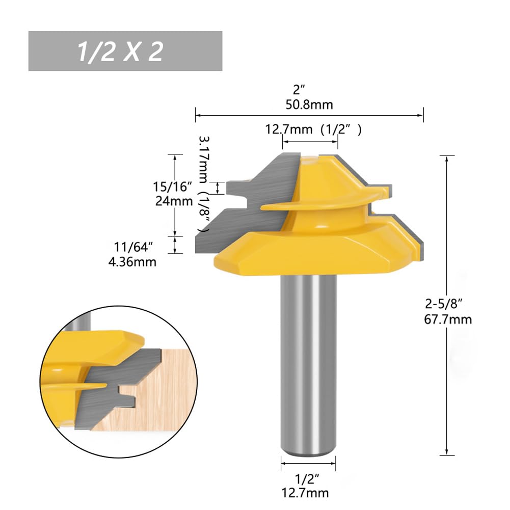 Amazon.co.jp: Bestgleトリマービット12.7mm 45度ほぞカッター v溝