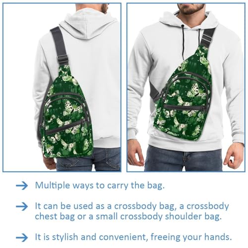 Mochila cruzada de mariposas verdes con correa ajustable ultraligera multicolor 3