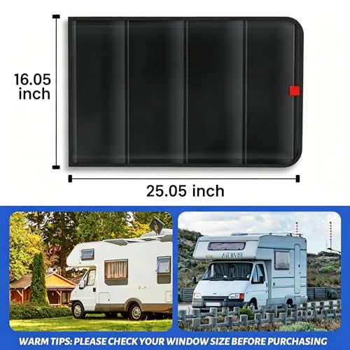 Image of Magnetic RV Door Window Shade - 25 inch x 16 inch Foldable Blackout Window Cover with Thermal Insulation, UV Protection, Waterproof 600D Oxford Fabric for Camper Trailer, Travel Trailer, and RV Windows