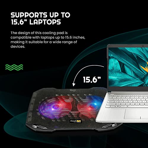 Cosmic Byte Wind RGB Laptop Cooling Pad, Dual 120mm RGB Fans, Elevated Height, Laptop Holder, Supports up to 15.6" Laptops (Black) - Image 4