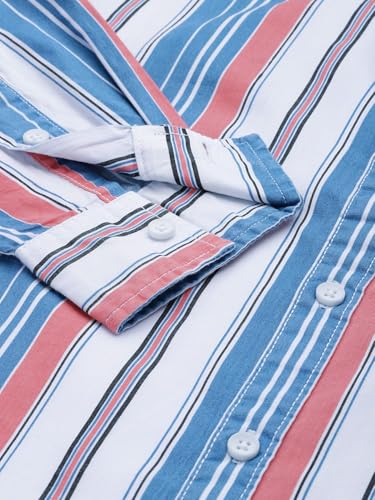 Image of The Indian Garage Co Men Regular Fit Striped Full Sleeves Cutaway Collar Casual Shirt