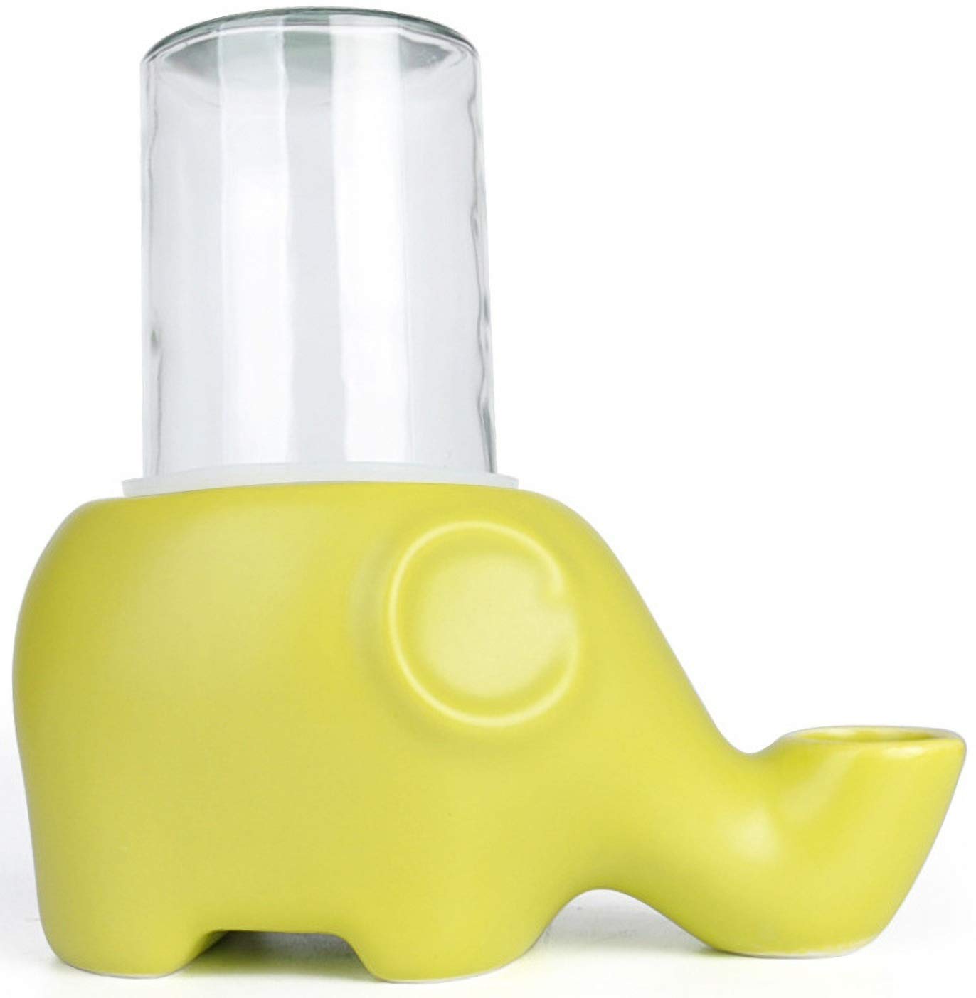 Cat Drinking Water Fountain Ceramic Pet Mate Water Dispensers Fountain Cat Bowl Elephant Shape Anti-flip Cats Kittens Dogs (Color : Green)