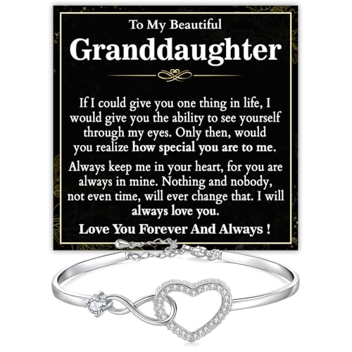 To My Granddaughter Bracelet, Granddaughter Infinity Heart Bracelet, Granddaughter's Jewelry Gift From Grandma Grandpa With Message Card And Box Meaning, Graduation Gift, Birthday Christmas Gifts