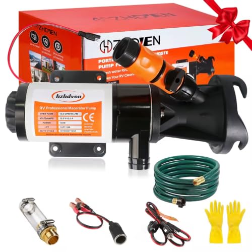 Image of RV Macerator Pump 12V,Portable Waste Pump,12GPM Suction 3.2 feet Lift 14 feet with Garden Hose Discharge Port,Quick Release Sewage Pump (Super Luxury Storage Box 12V RV Macerator Pump)