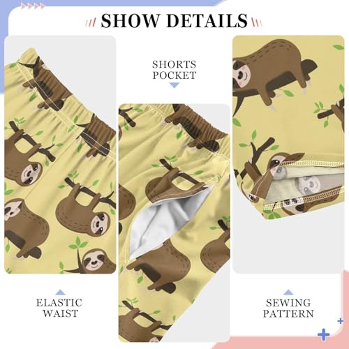 ZZXXB Cute Sloth Boys Long Pants Soft Trousers Elastic Waist Kids Lounge Bottoms with Pockets S-XL4
