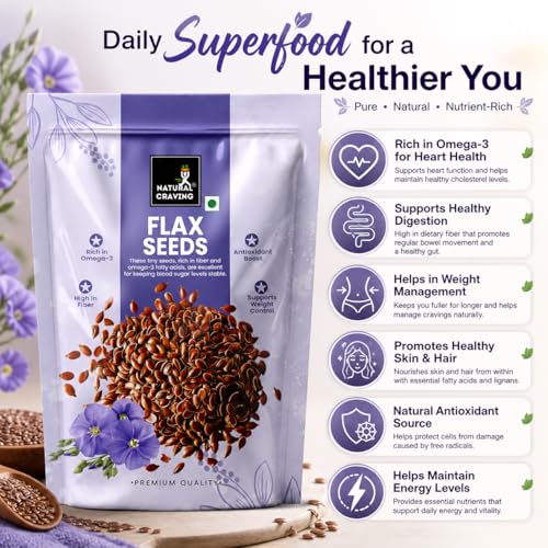 Image of Natural Craving Flax Seeds 900g | Premium Alsi Seeds | Rich in Omega-3 & Fibre | Raw, Natural Superfood for Healthy Snacking & Nutrition