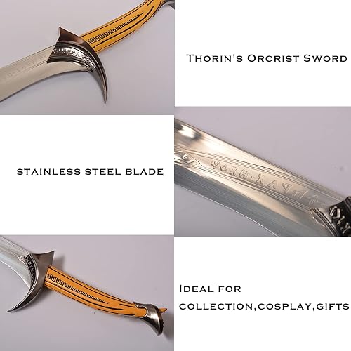 Miniatura 3 de FITCOS Espada orcrista de Thorin de acero inoxidable de 39.4 pulgadas para regalo, cosplay, colección