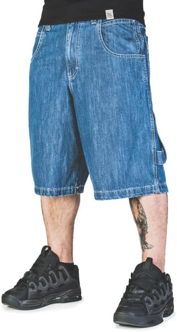 Bermuda Uomo Baggy Blueskin - Cotone Comodo, Stile Americano, Made In Italy, Colore Blu Chiaro - Foto 4