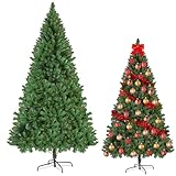 8FT Künstlicher Weihnachtsbaum 240 cm | Naturgetreuer Tannenbaum Künstlich | PVC-Spritzguss-Mix, Schnellaufbau mit Fuß | Innen-Weihnachtsdeko für Zuhause, Wohnzimmer, Büro, Feierräume