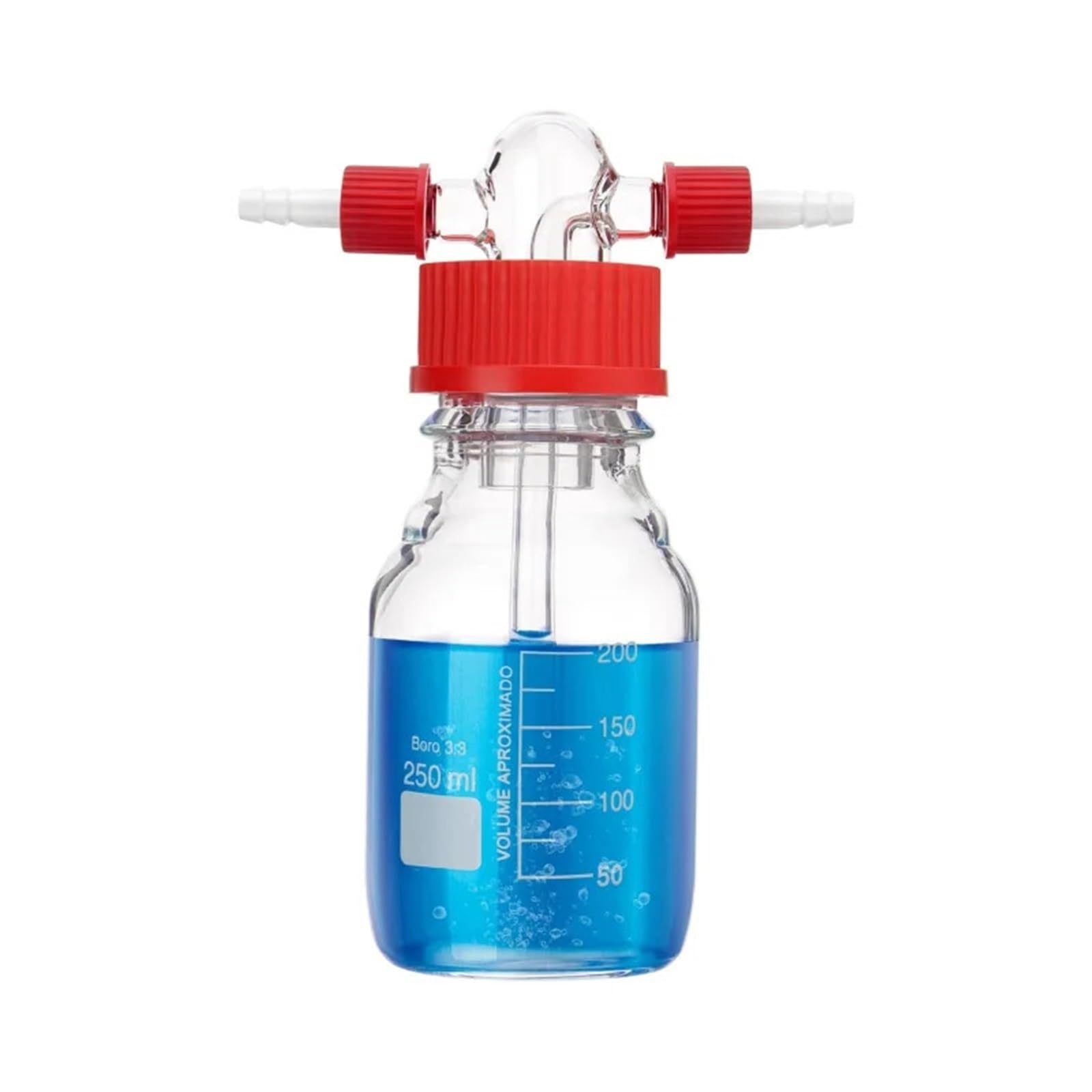 Frasco de lavado de gases de laboratorio de vidrio de borosilicato GL45 de alto contenido, con boca en espiral, for tampón de laboratorio, cristalería de laboratorio sellada.(100ml)