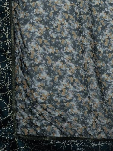 Image of Satrani Women's Weight Georgette Floral Printed Saree with Unstitched Blouse Piece