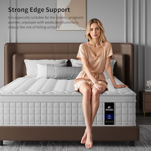King Size Mattress,12 inch Memory Foam Hybrid Mattresses in a Box,King Mattress with Individually Pocket Springs, Medium Firm Feel,Fiberglass Free, Soft and Breathable(White)